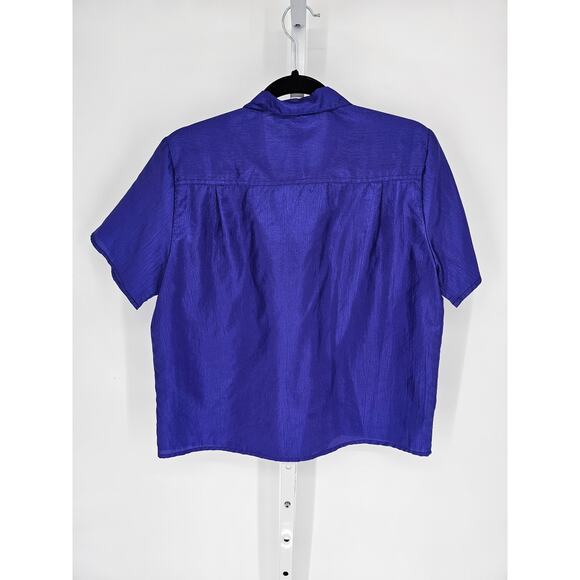 Laura & Jayne Women's Purple Polyester Short Sleeve Button-Up Jacket Size 12 - Picture 2 of 4
